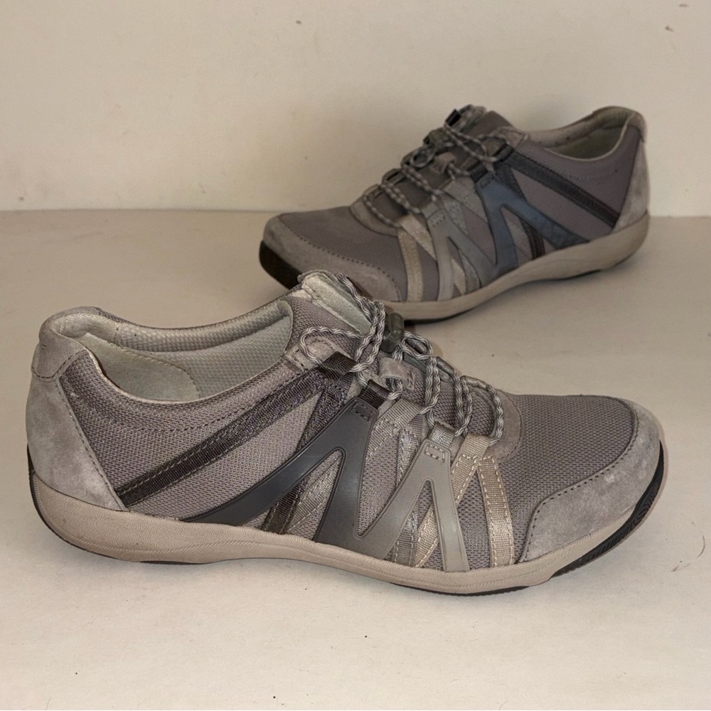 Dansko Henriette Grey Suede Comfort Casual Slip On Toggle Closure Shoes